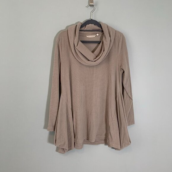 Soft Surroundings Darcy waffle knit cowl neck long sleeve flutter tunic top - Picture 1 of 10